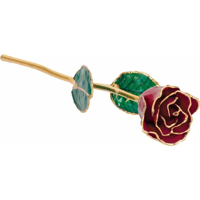 Lacquered Garnet Rose with Gold Trim