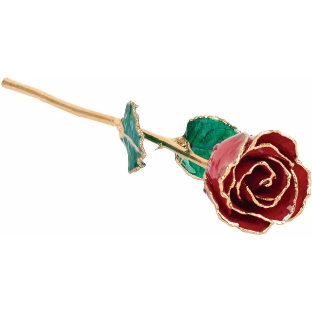 Lacquered Ruby Rose with Gold Trim