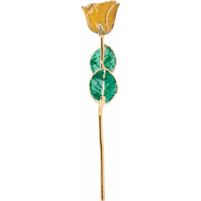 Lacquered Yellow Topaz Rose with Gold Trim