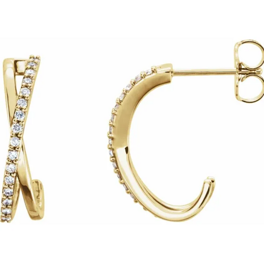 Ivy Diamond J Hoop Earrings
