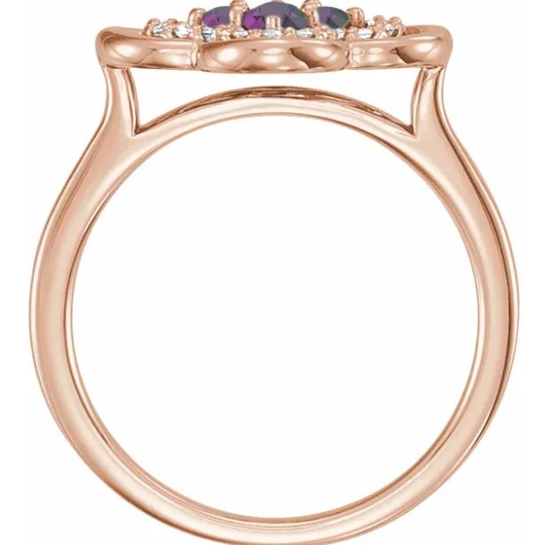 Clover Alexandrite and Diamond Ring