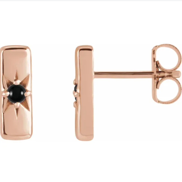 Aster Onyx Starburst Bar Earrings