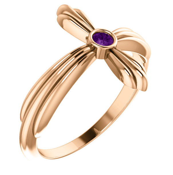 Daffodil Amethyst Sideways Cross Ring