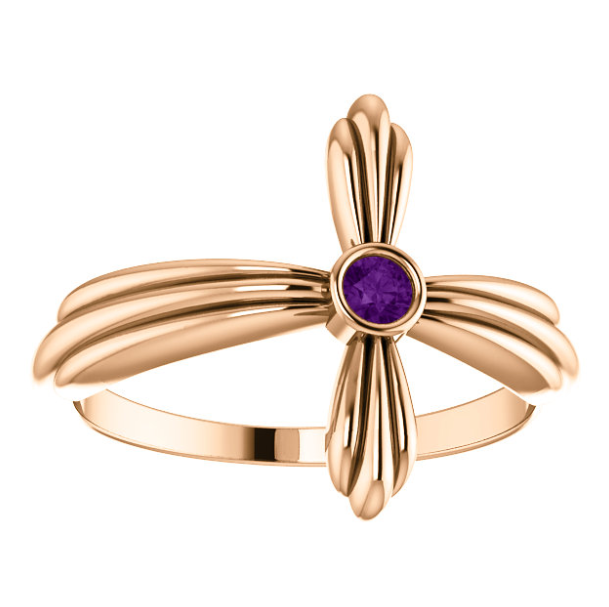 Daffodil Amethyst Sideways Cross Ring