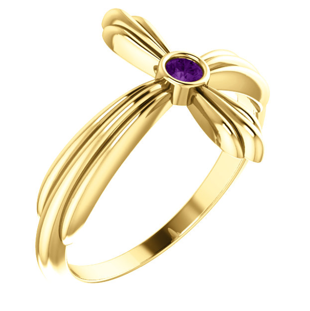 Daffodil Amethyst Sideways Cross Ring