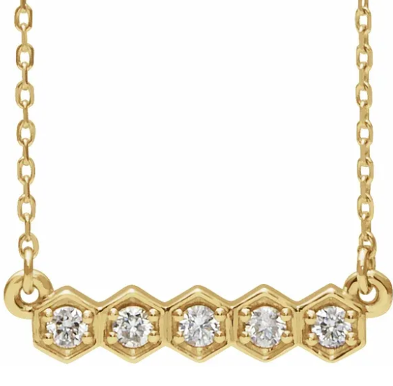 Marigold Diamond Honeycomb Bar Necklace