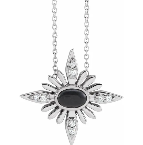 Aster Onyx & Diamond Celestial Necklace