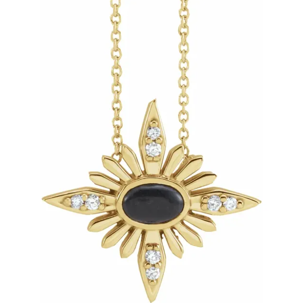 Aster Onyx & Diamond Celestial Necklace