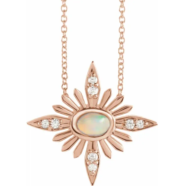 Aster Opal & Diamond Celestial Necklace