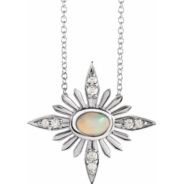 Aster Opal & Diamond Celestial Necklace