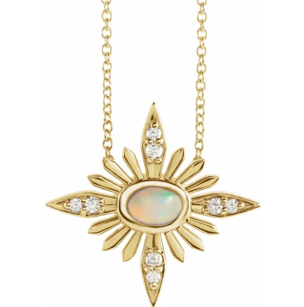Aster Opal & Diamond Celestial Necklace