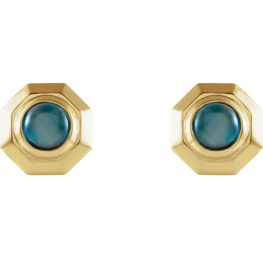 Marigold London Blue Topaz Honeycomb Stud Earrings Front View