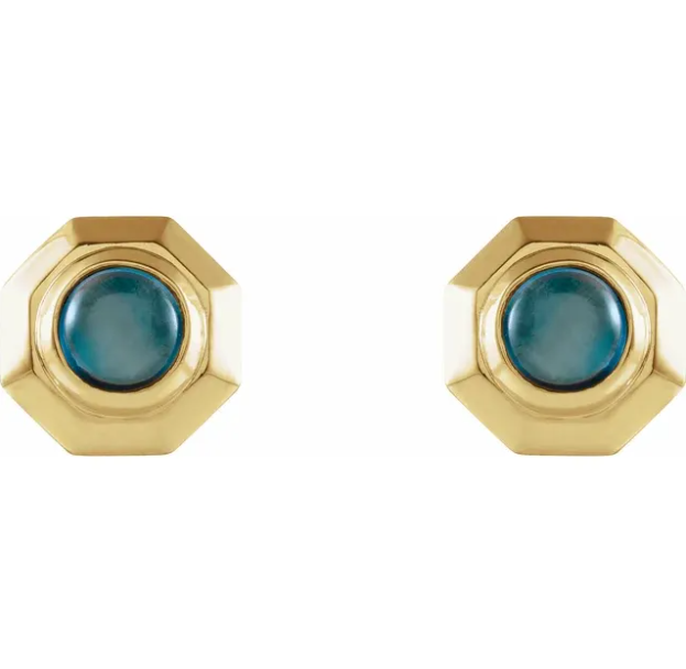 Marigold London Blue Topaz Honeycomb Stud Earrings Front View