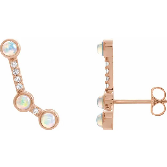 Aster Opal & Diamond Constellation Climber Earrings