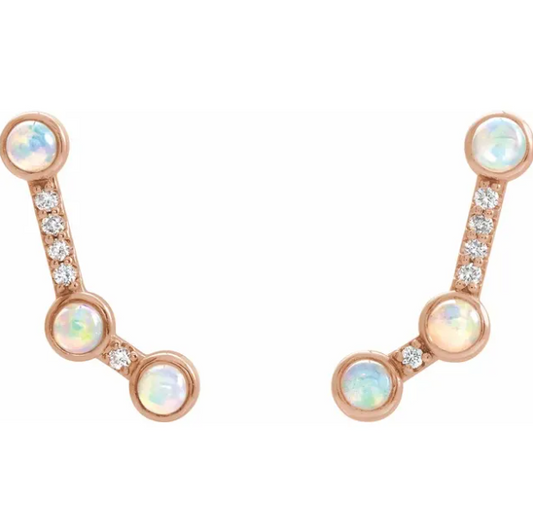 Aster Opal & Diamond Constellation Climber Earrings