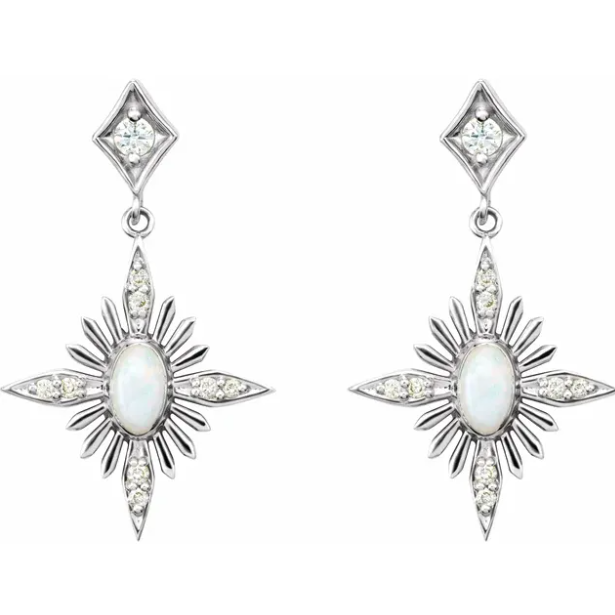 Aster Opal & Diamond Celestial Earrings