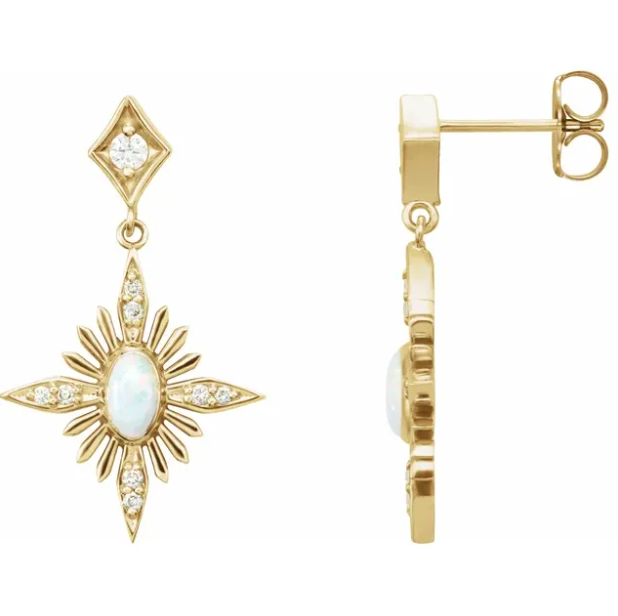 Aster Opal & Diamond Celestial Earrings