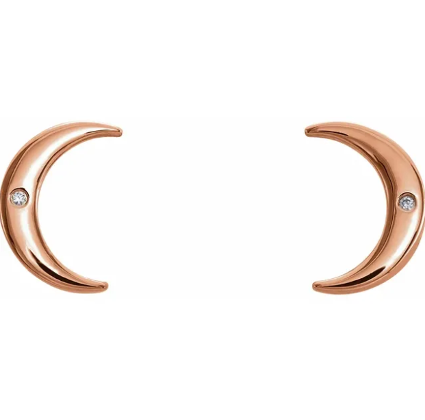 Aster Diamond Accent Crescent Moon Stud Earrings