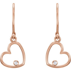 Peony Diamond Heart Earrings