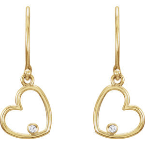 Peony Diamond Heart Earrings