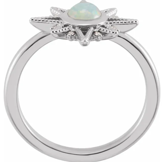 Aster Opal & Diamond Burst Ring