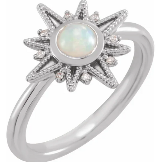 Aster Opal & Diamond Burst Ring