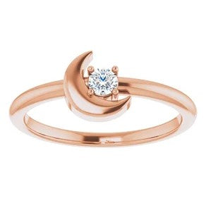 Aster Crescent Moon Diamond Ring