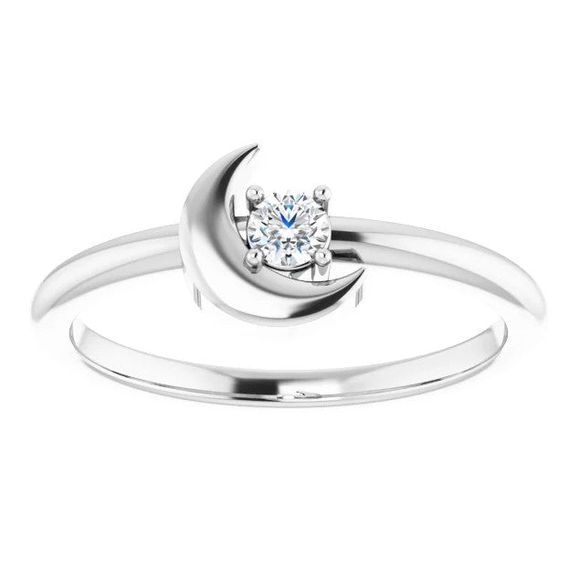 Aster Crescent Moon Diamond Ring