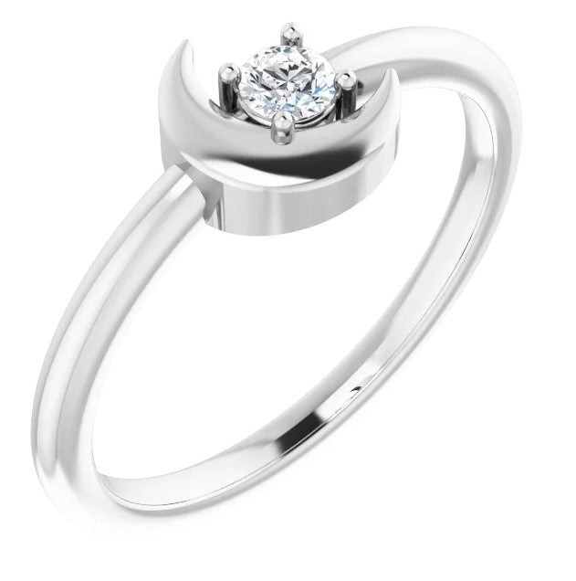 Aster Crescent Moon Diamond Ring