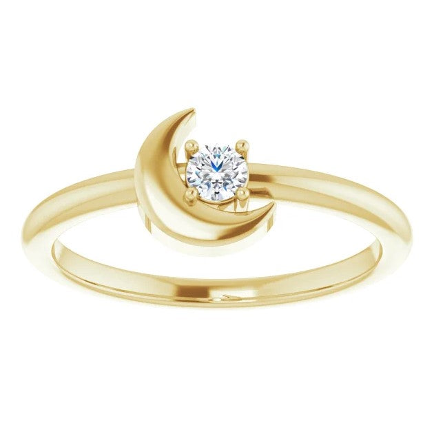 Aster Crescent Moon Diamond Ring