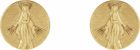 Daffodil Miraculous Medal Stud Earrings