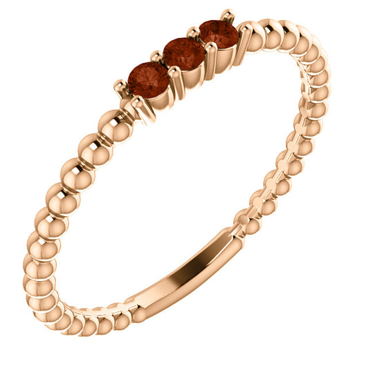 Jasmine Garnet Beaded Stackable Ring