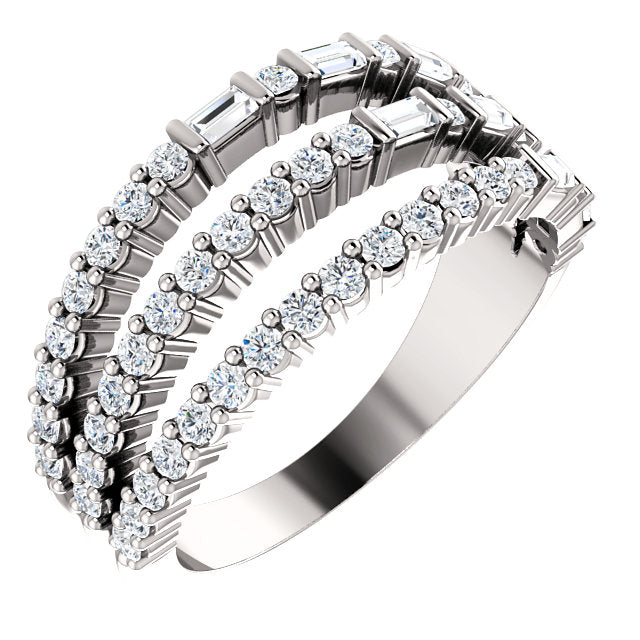 Hyacinth Diamond Three Row Ring