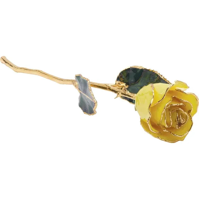 Lacquered Yellow Rose with Gold Trim