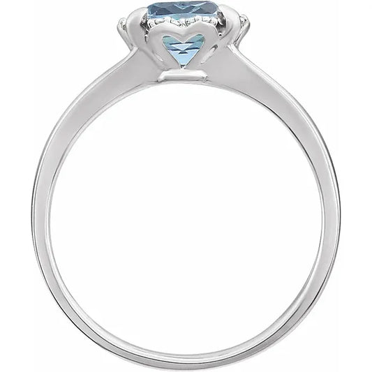 Peony Sky Blue Topaz & Diamond Halo Style Ring