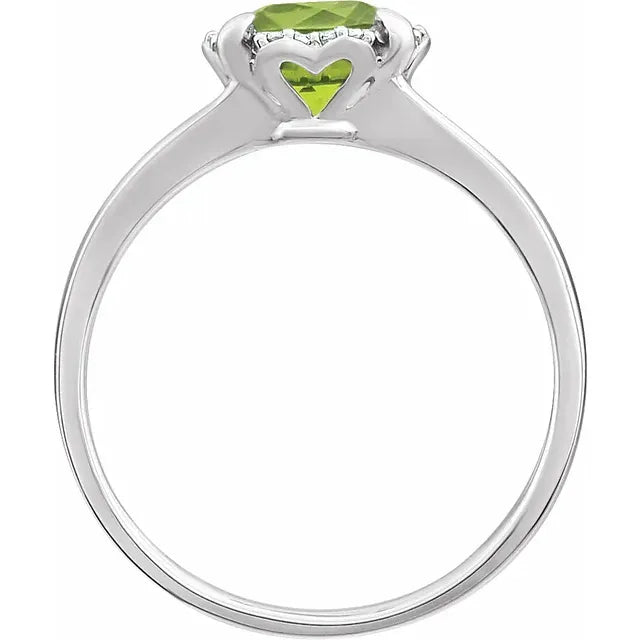 Peony Peridot & Diamond Halo Style Ring