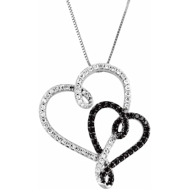 Peony Black & White Diamond Share My Heart Necklace