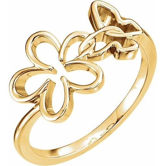 Daisy Floral Butterfly Ring
