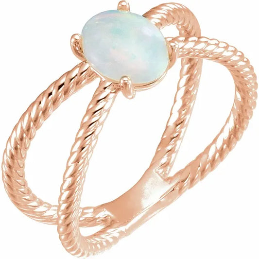 Hibiscus Opal Criss Cross Rope Ring