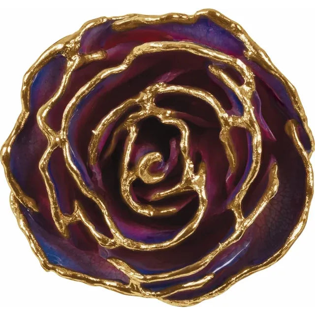 Lacquered Purple & Pink Rose with Gold Trim