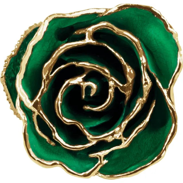 Lacquered Emerald Rose with Gold Trim