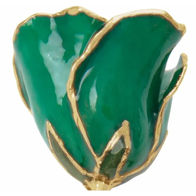 Lacquered Emerald Rose with Gold Trim