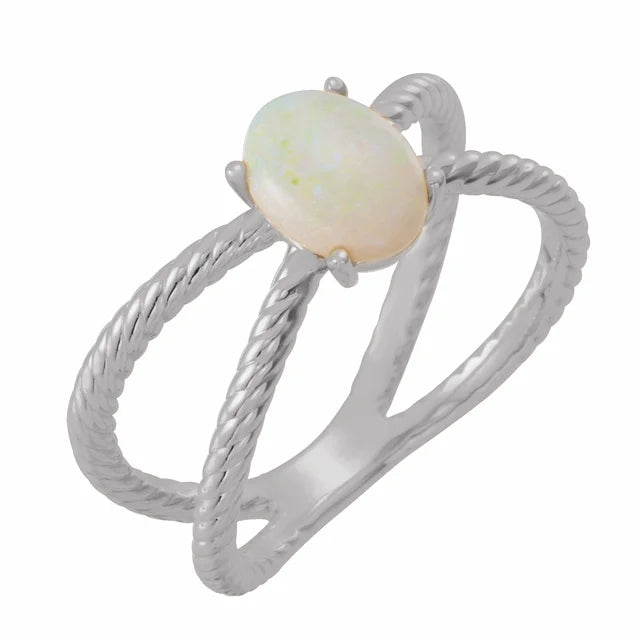Hibiscus Opal Criss Cross Rope Ring