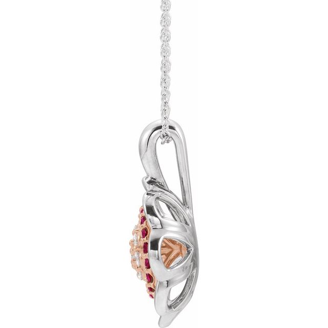 Daisy Diamond & Ruby Flower Necklace