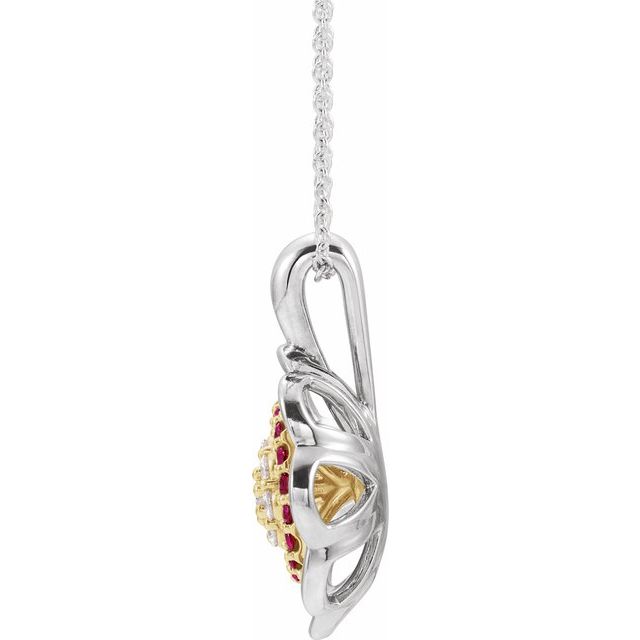 Daisy Diamond & Ruby Flower Necklace