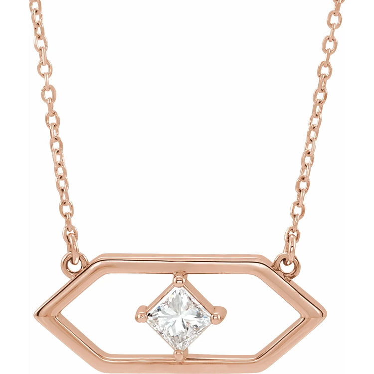 Dahlia Diamond Princess Cut Geometric Necklace