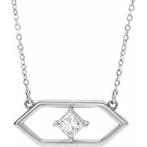 Dahlia Diamond Princess Cut Geometric Necklace