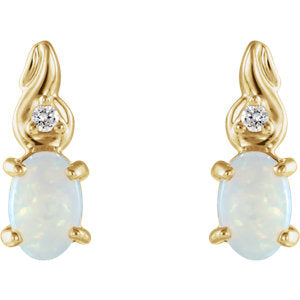 Passionflower Opal & Diamond Stud Earrings