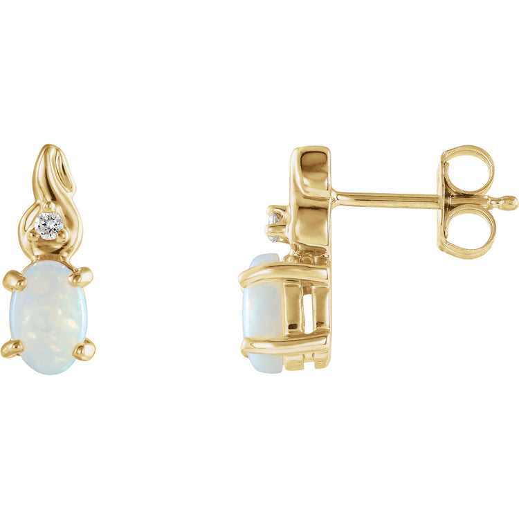 Passionflower Opal & Diamond Stud Earrings