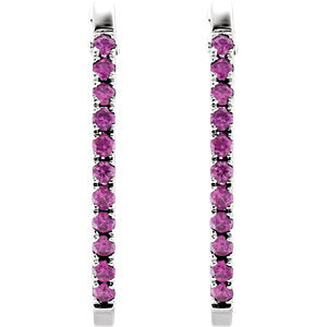 Pink Sapphire Hoop Earrings